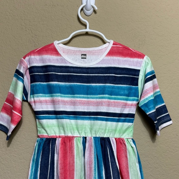 Toddler Tea Collection Everyday Watercolor Stripe Hi-Lo Midi Dress Girls 2 Artsy - Picture 5 of 10